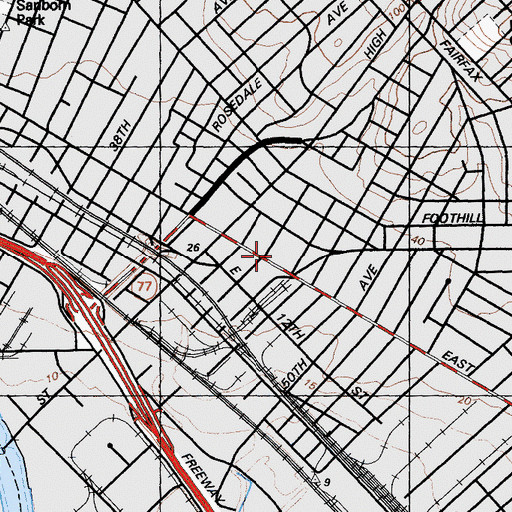 Topographic Map of Fruitvale Plaza, CA