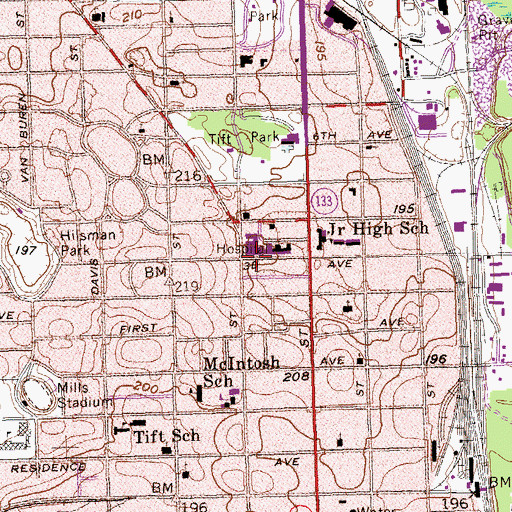 Topographic Map of Phoebe Putney Memorial Hospital, GA