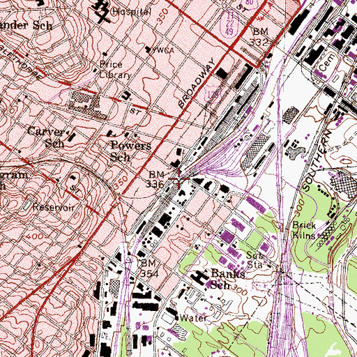 Topographic Map of Macon Railroad Industrial Historic District, GA