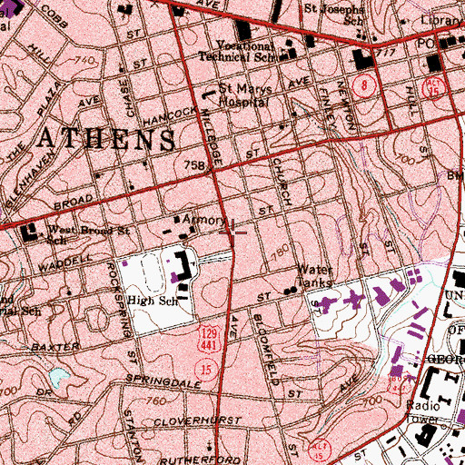 Topographic Map of Dearing Street Historic District, GA