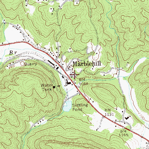 Topographic Map of Marble Hill Methodist Church, GA