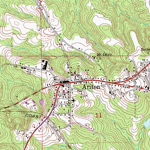 Topographic Map of Ariton Post Office, AL