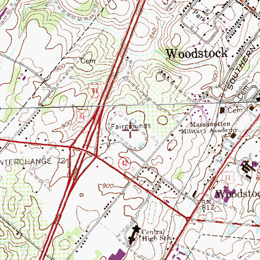 Topographic Map of Shenandoah County Fairgrounds, VA