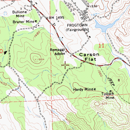 Topographic Map of Columbia Mine, CA