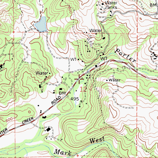 Topographic Map of Tarwater School (historical), CA