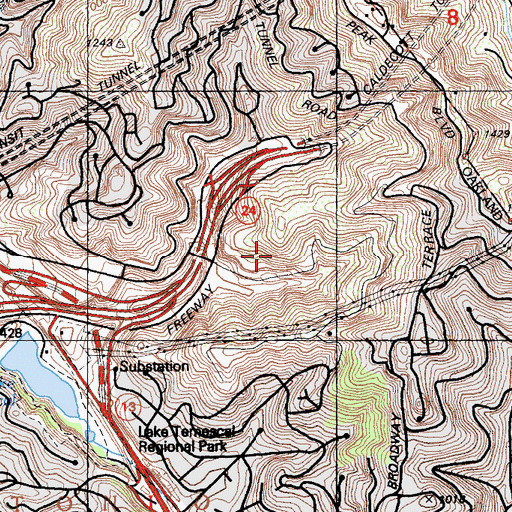 Topographic Map of North Oakland Regional Sports Cente, CA