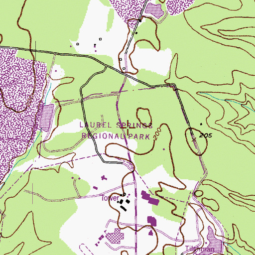 Topographic Map of Laurel Springs Regional Park, MD