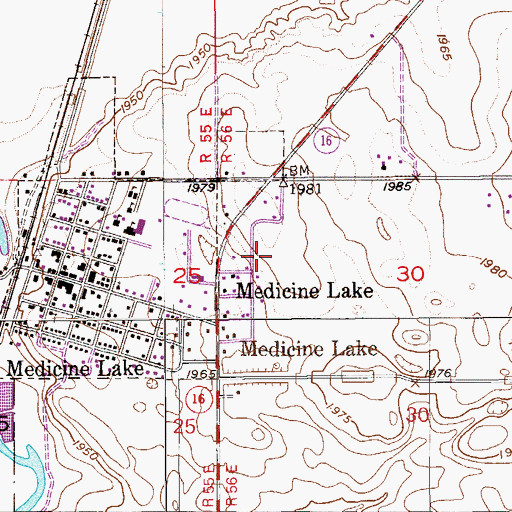 Topographic Map of Medicine Lake-Sheridan County Airport (historical), MT