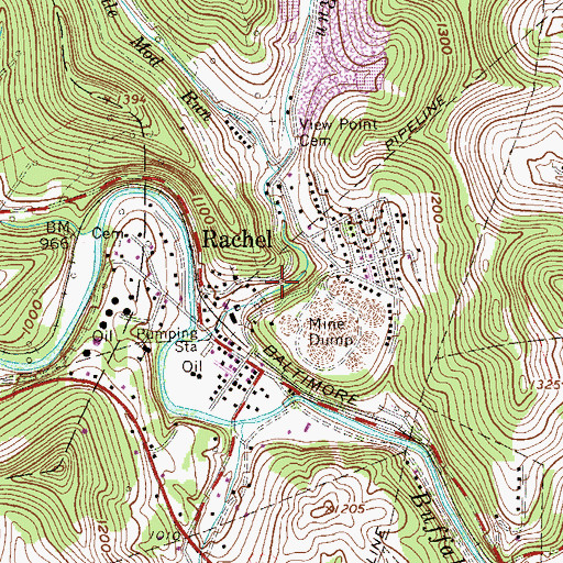 Topographic Map of Rachel Spring, WV