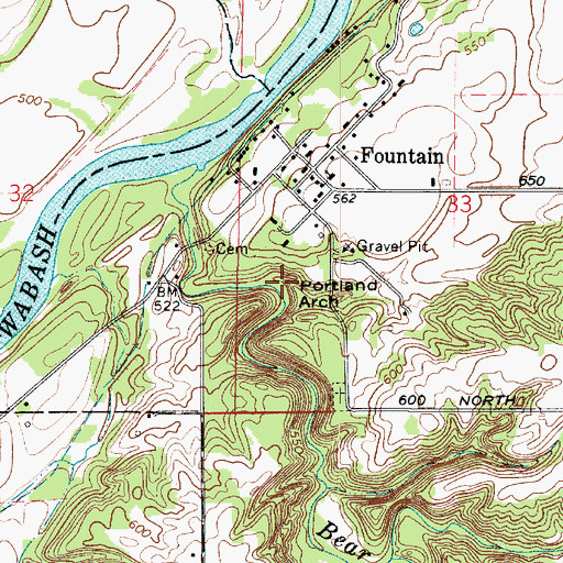 Topographic Map of Portland Arch, IN
