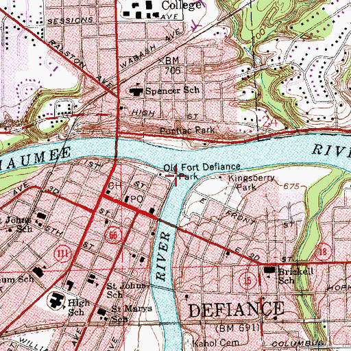 Topographic Map of Fort Defiance (historical), OH