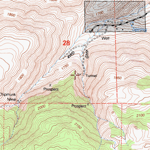 Topographic Map of Brown Prospect, CA
