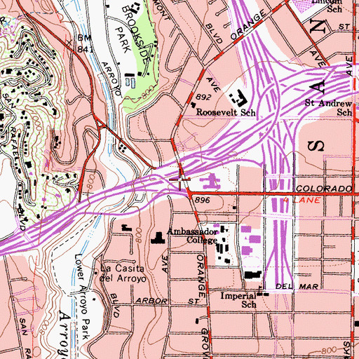 Topographic Map of Carmelita Gardens, CA