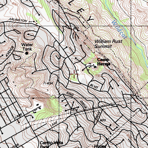 Topographic Map of Arlington Park, CA