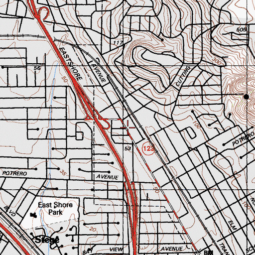Topographic Map of El Cerrito Del Norte Station, CA