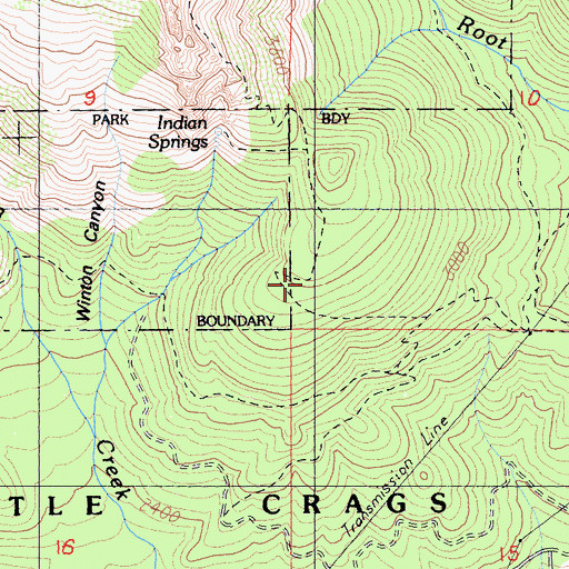 Topographic Map of Crags Trail, CA