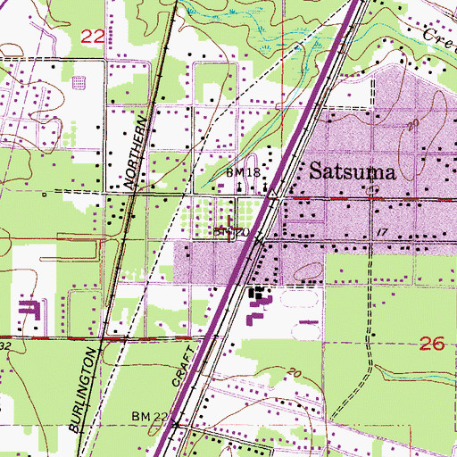 Topographic Map of Satsuma Post Office, AL