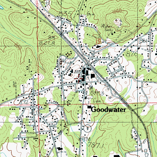 Topographic Map of Goodwater Post Office, AL