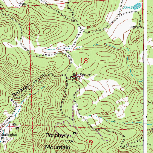 Topographic Map of Gold Cross Mine, CO