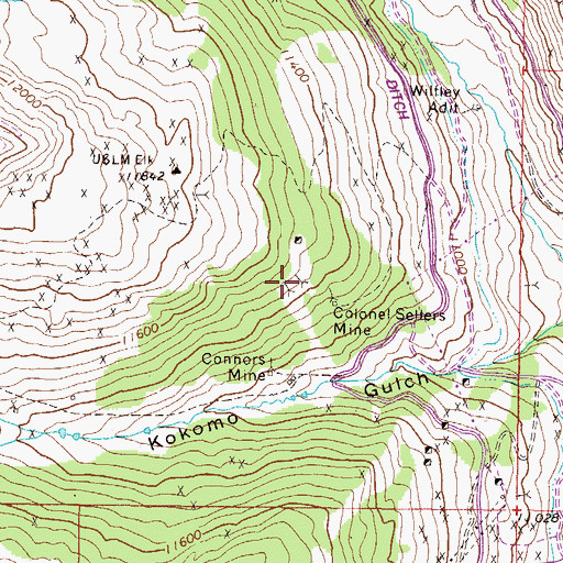 Topographic Map of Raven Eagle Tunnel Mine, CO
