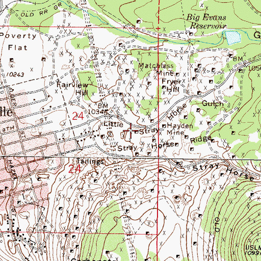 Topographic Map of Ponsardine Shaft Mine, CO