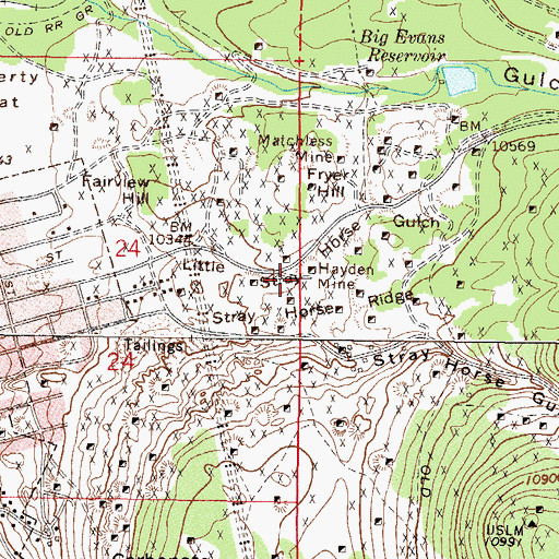 Topographic Map of Maid of Erin Mine, CO