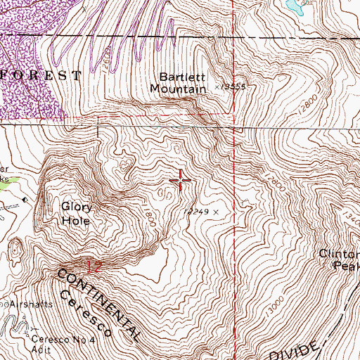 Topographic Map of Mountain Chief Number Three Mine, CO