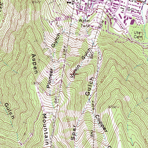 Topographic Map of Aspen Wince Mine, CO