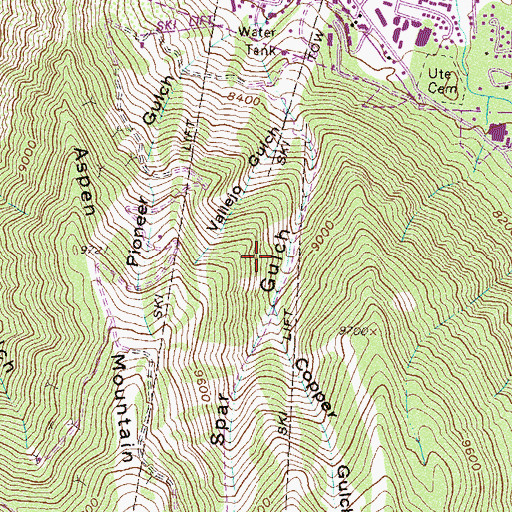 Topographic Map of Visine Mine, CO