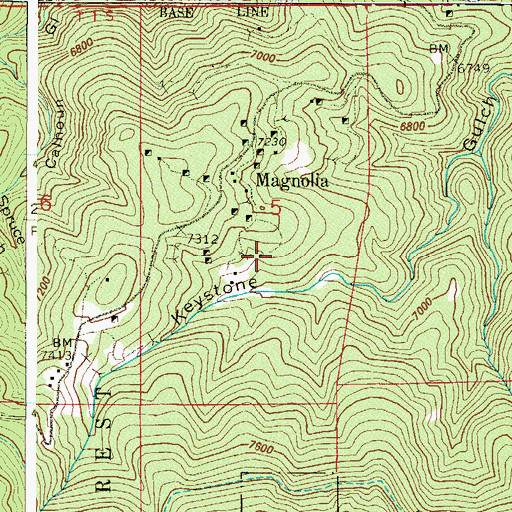 Topographic Map of Boodle Mine, CO