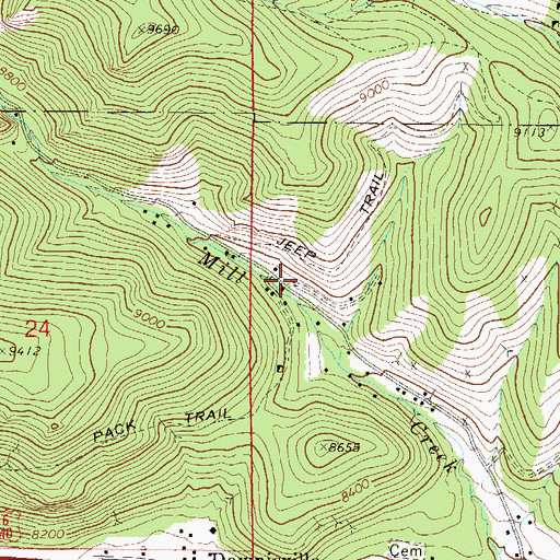 Topographic Map of Alexander Mine, CO