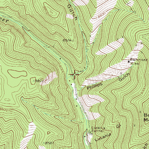 Topographic Map of Mandolina Tunnel Mine, CO