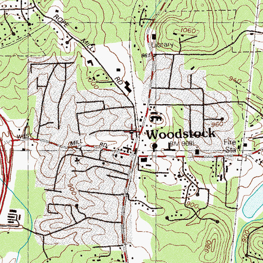 Topographic Map of Woodstock Methodist Church, GA