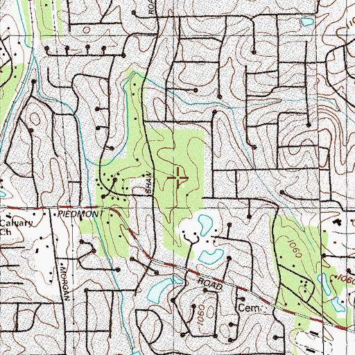 Topographic Map of Old Sandy Plains Cemetery, GA
