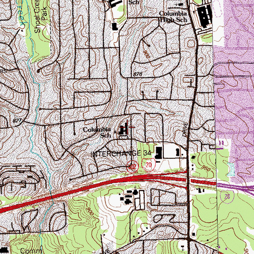 Topographic Map of Columbia Elementary School, GA