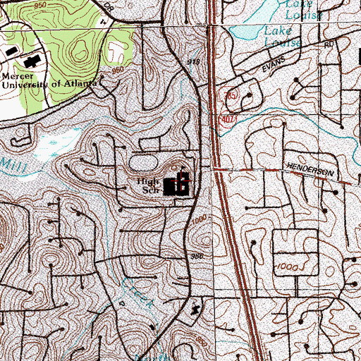 Topographic Map of Henderson Middle School, GA