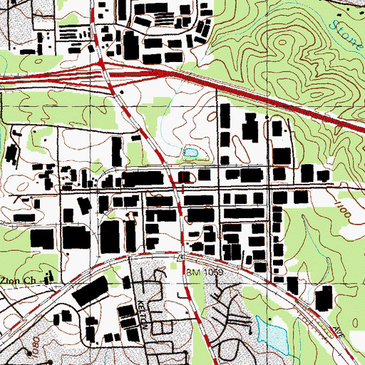 Topographic Map of Stone Mountain Interchange Industrial Park, GA