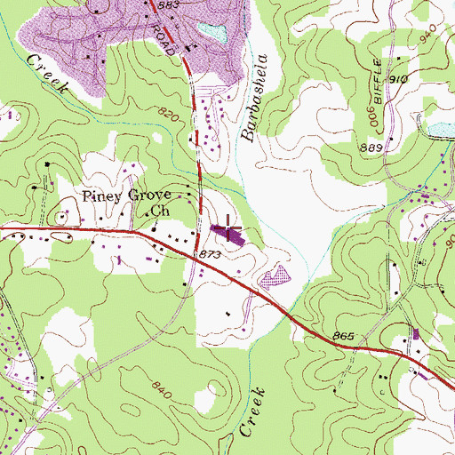 Topographic Map of Hidden Hills Village Shopping Center, GA