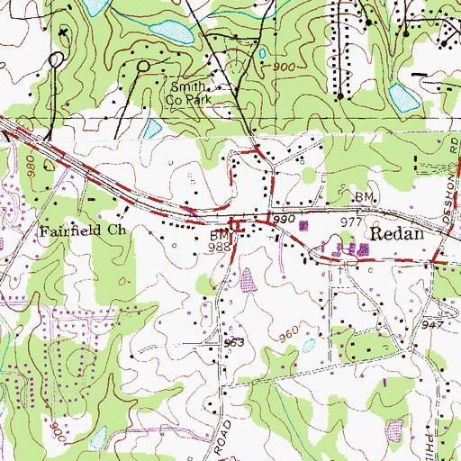 Topographic Map of Redan Post Office, GA
