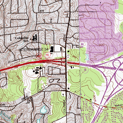Topographic Map of Exit 34, GA