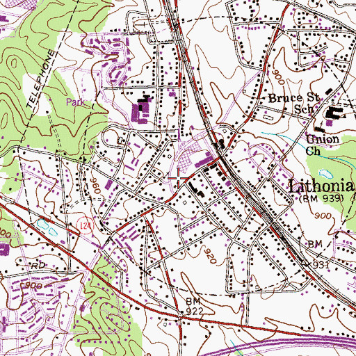 Topographic Map of Lithonia Baptist Church (historical), GA