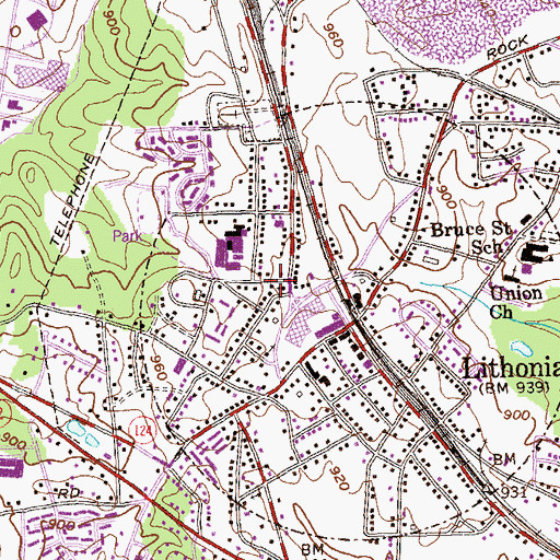 Topographic Map of Lithonia Methodist Episcopal Church, GA