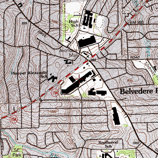 Topographic Map of Belvedere Shopping Center, GA