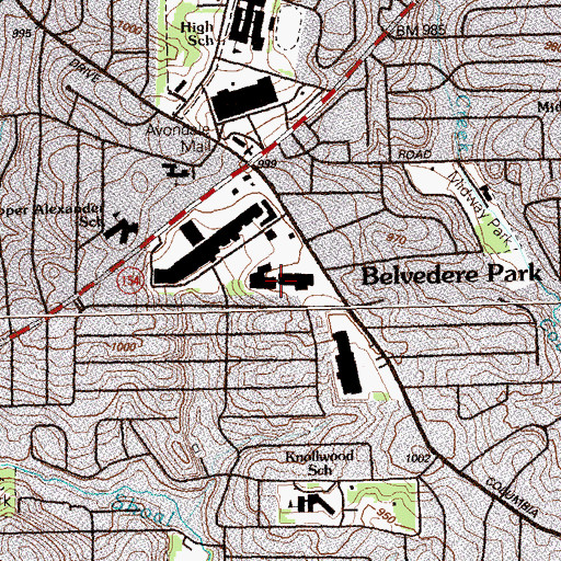 Topographic Map of Belvedere South Shopping Center, GA