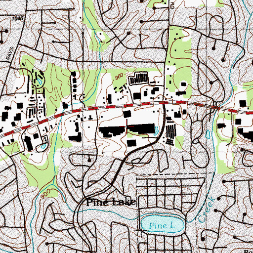 Topographic Map of Village Square Shopping Center, GA