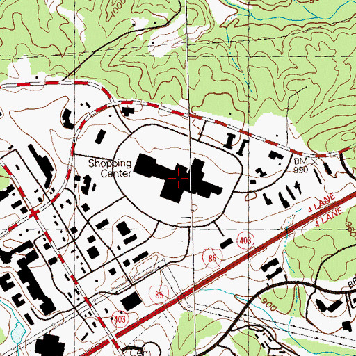 Topographic Map of Gwinnett Place Mall Shopping Center, GA