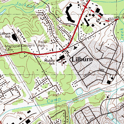 Topographic Map of Lilburn Middle School, GA