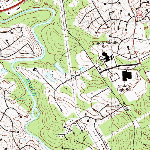 Topographic Map of Shiloh Farms, GA