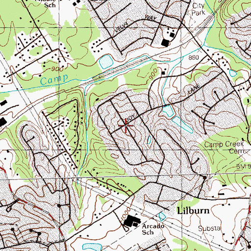 Topographic Map of Stoneview Acres, GA