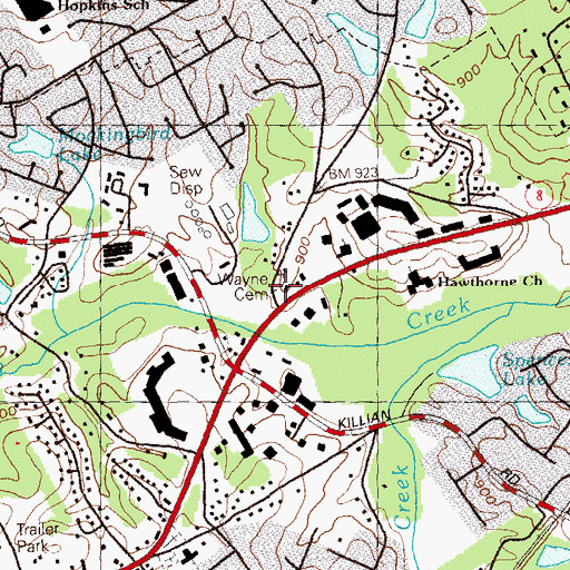 Topographic Map of Wayne Cemetery, GA